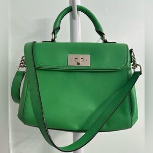 Kate Spade Green Leather Satchel Crossbody Handbag